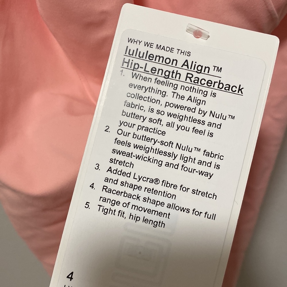 Pink Lululemon Align Racerback Tank Top - Picture 3 of 3